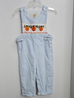 Honeydew Smocked Pumpkins Striped Overalls Sz 24months 100% Cotton
